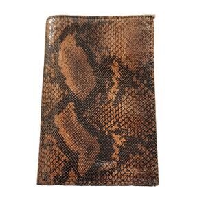 Bi-Fold Checkbook Wallet Snakeskin Designed Mens Brown Leather ACCESS DENIED